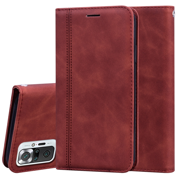 

For Xiaomi Redmi Note 10 Pro Frosted Business Magnetic Horizontal Flip PU Leather Case with Holder & Card Slot & Lanyard(Brown)