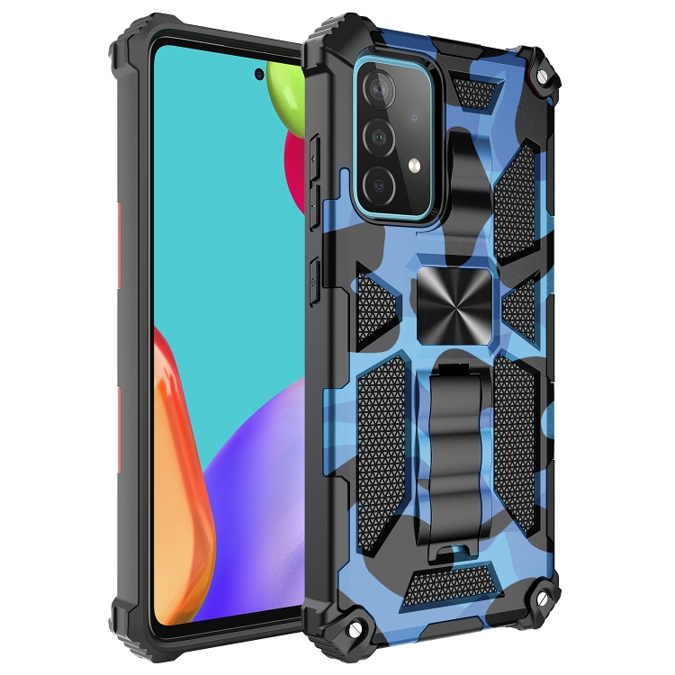 

For Samsung Galaxy A51 5G Camouflage Armor Shockproof TPU + PC Magnetic Protective Case with Holder(Blue)
