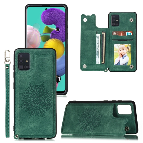 

For Xiaomi Redmi Note 9 4G (CN Version) Mandala Embossed PU + TPU Case with Holder & Card Slots & Photo Frame & Strap(Green)