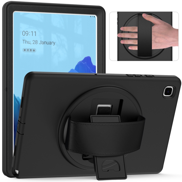 

For Samsung Galaxy Tab A7 10.4(2020) T500 / T505 360 Degree Rotation PC + TPU Protective Case with Holder & Hand-strap & Pen Slot(Black)