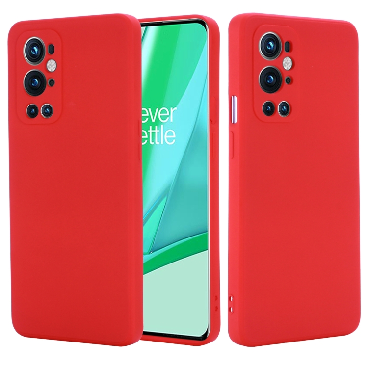 

For OnePlus 9 Pro Solid Color Liquid Silicone Dropproof Full Coverage Protective Case(Red)