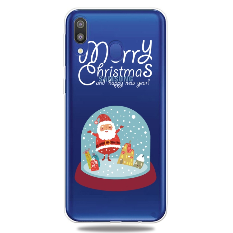

For Galaxy A30 Trendy Cute Christmas Patterned Clear TPU Protective Case(Crystal Ball)