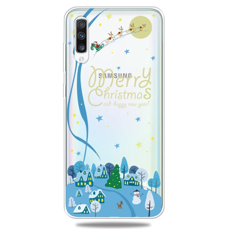 

For Galaxy A50 Trendy Cute Christmas Patterned Clear TPU Protective Case(Ice World)