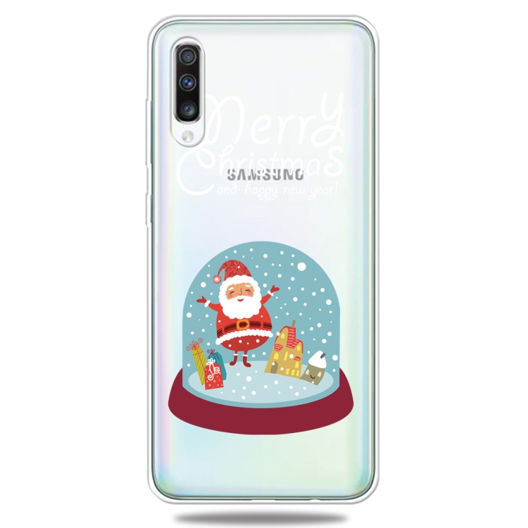 

For Galaxy A70 Trendy Cute Christmas Patterned Clear TPU Protective Case(Crystal Ball)