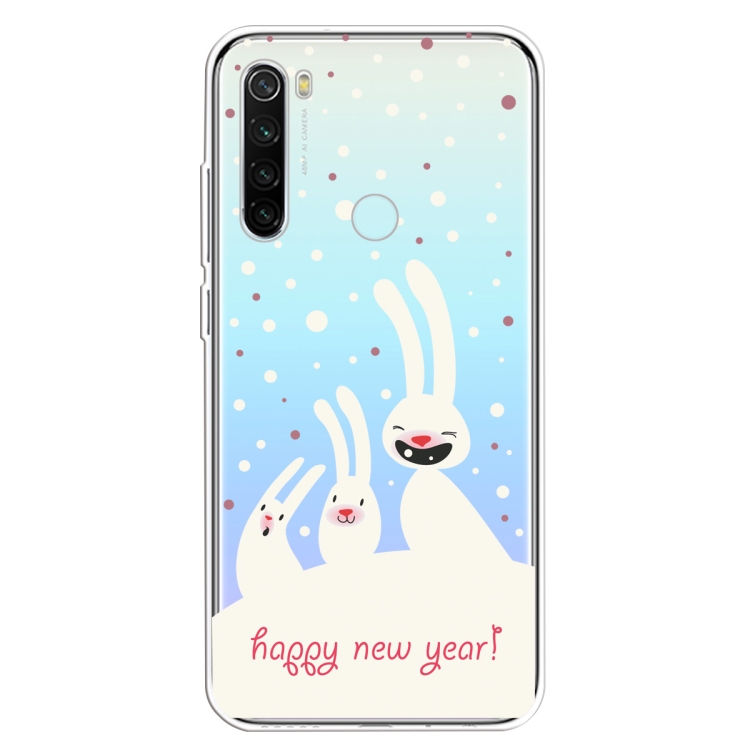 

For Xiaomi Redmi Note 8 Trendy Cute Christmas Patterned Clear TPU Protective Case(Three Rabbits)