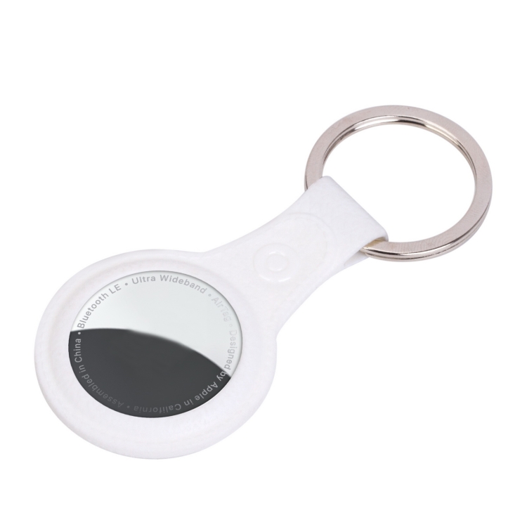 

Litchi Texture TPU Anti-scratch Shockproof Protective Cover Soft Case with Keychain Ring Loop For AirTag(White)
