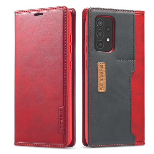 

For Samsung Galaxy A52 5G / 4G LC.IMEEKE LC-001 Series PU + TPU Color Matching Frosted Horizontal Flip Leather Case with Holder & Card Slot(Red)