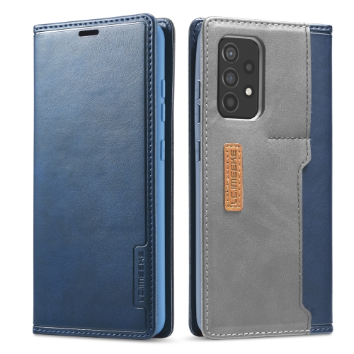 

For Samsung Galaxy A52 5G / 4G LC.IMEEKE LC-001 Series PU + TPU Color Matching Frosted Horizontal Flip Leather Case with Holder & Card Slot(Blue)