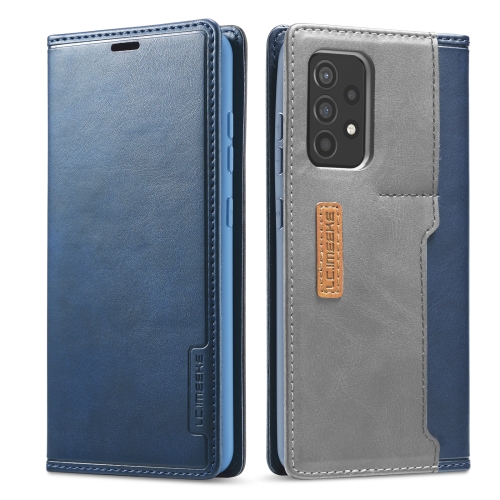 

For Samsung Galaxy A72 5G / 4G LC.IMEEKE LC-001 Series PU + TPU Color Matching Frosted Horizontal Flip Leather Case with Holder & Card Slot(Blue)