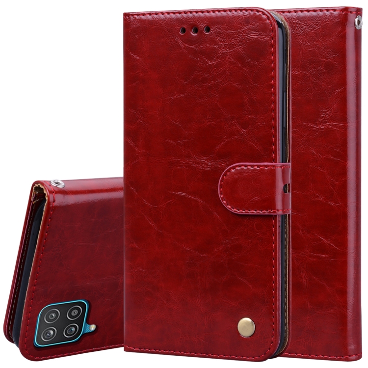 

For Samsung Galaxy A12 Business Style Oil Wax Texture Horizontal Flip Leather Case with Holder & Card Slots & Wallet(Red)