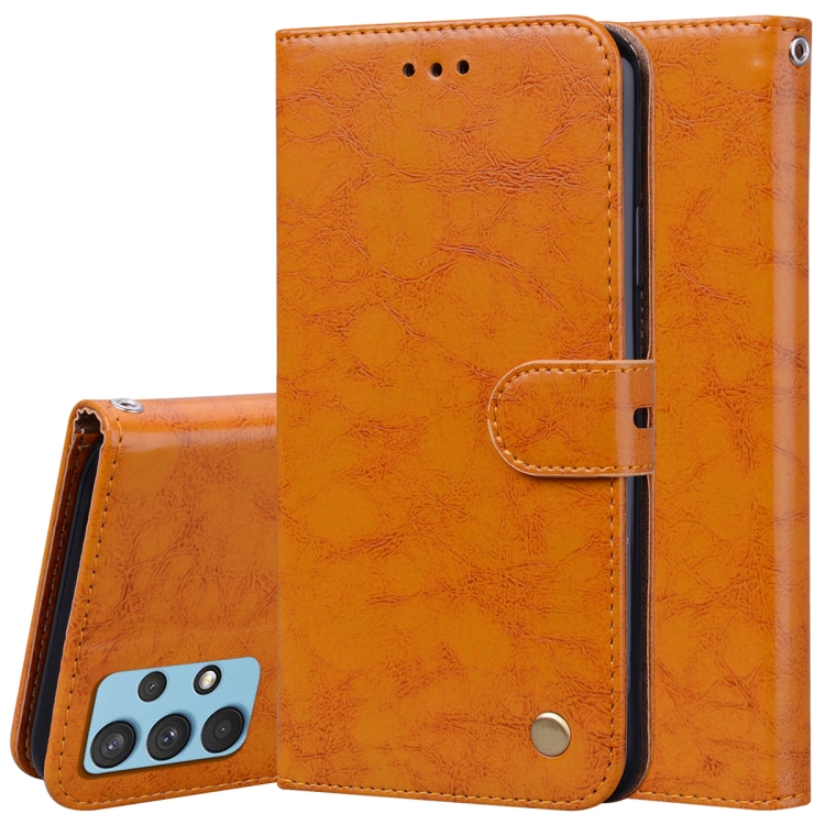 

For Samsung Galaxy A32 4G Business Style Oil Wax Texture Horizontal Flip Leather Case with Holder & Card Slots & Wallet(Yellow)