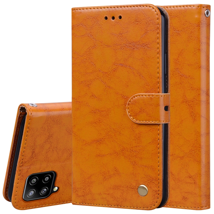 

For Samsung Galaxy A42 5G Business Style Oil Wax Texture Horizontal Flip Leather Case with Holder & Card Slots & Wallet(Yellow)
