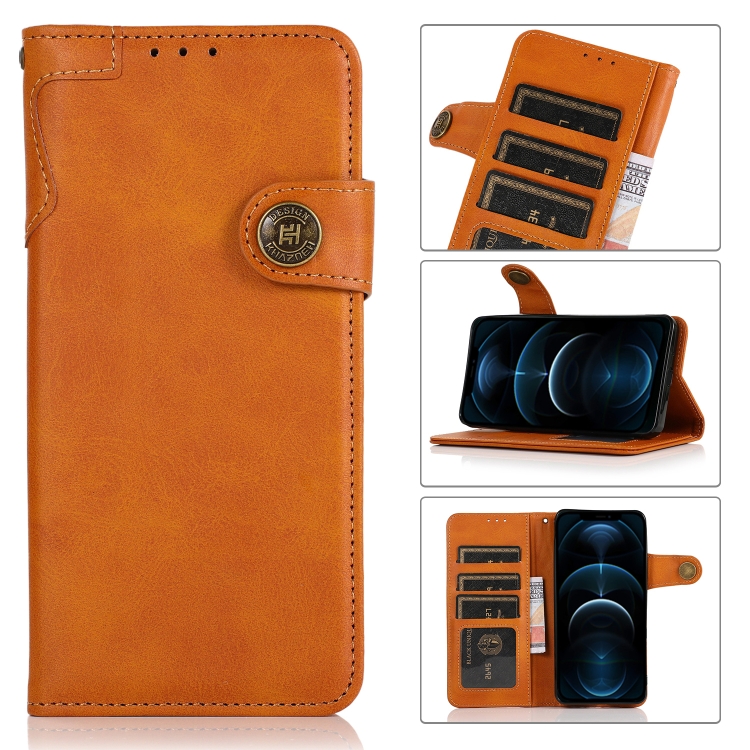 

KHAZNEH Dual-Splicing Cowhide Texture Horizontal Flip Leather Case with Holder & Card Slots & Wallet & Lanyard For iPhone 12 Pro Max(Brown)