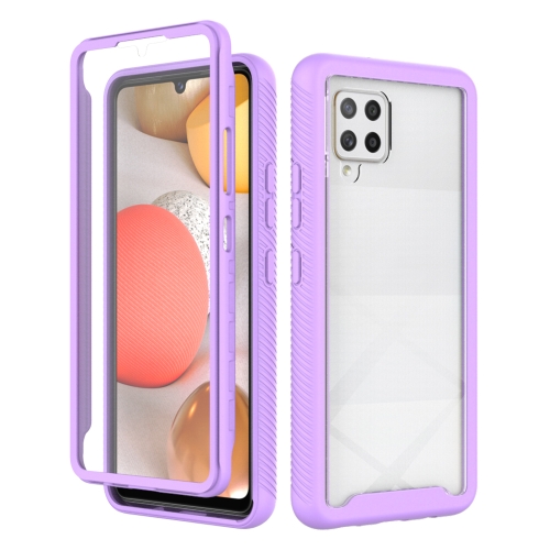 

For Samsung Galaxy A42 5G Starry Sky Solid Color Series Shockproof PC + TPU Case with PET Film(Light Purple)