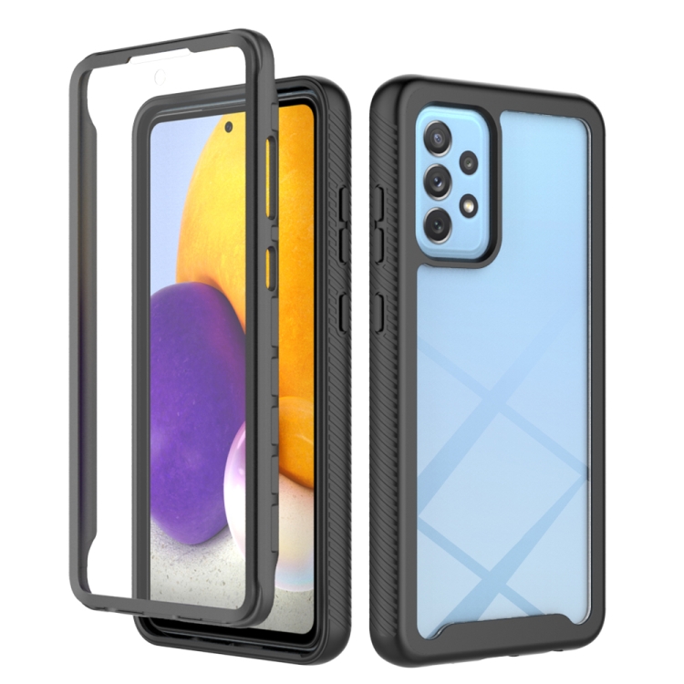 

For Samsung Galaxy A72 5G / 4G Starry Sky Solid Color Series Shockproof PC + TPU Case with PET Film(Black)
