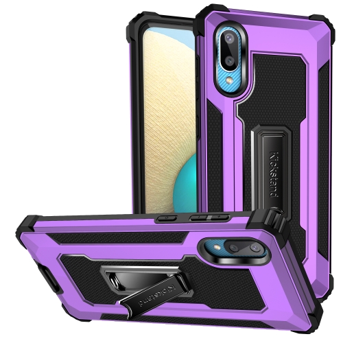 

For Samsung Galaxy A02 / M02 Knight Jazz PC+TPU Shockproof Protective Case with Foldable Holder(Purple)