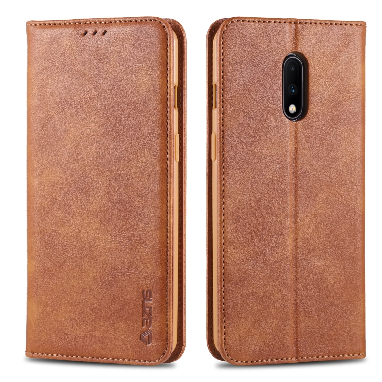 

For OnePlus 7 AZNS Retro Texture Magnetic Horizontal Flip PU Leather Case with Holder & Card Slots & Photo Frame(Yellow)