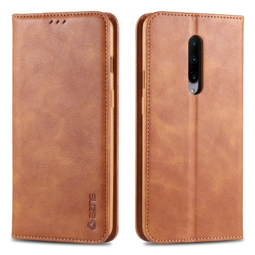 

For OnePlus 7 Pro AZNS Retro Texture Magnetic Horizontal Flip PU Leather Case with Holder & Card Slots & Photo Frame(Yellow)