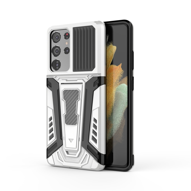 

For Samsung Galaxy S21 Ultra 5G War Chariot Series Armor All-inclusive Shockproof PC + TPU Protective Case with Invisible Holder(White)