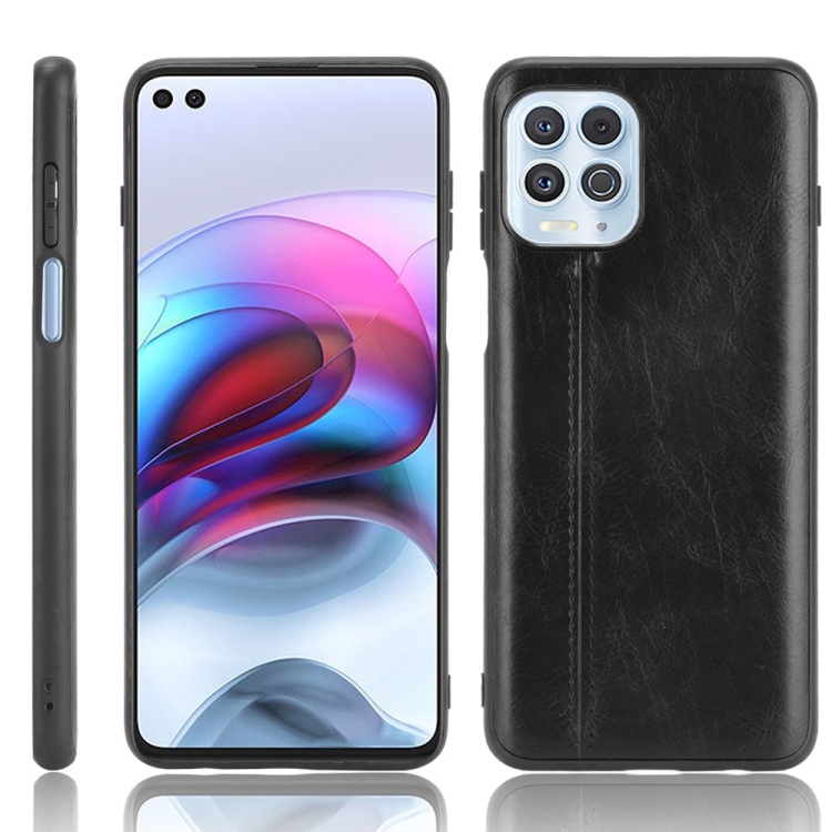 

For Motorola Edge S / Moto G100 Shockproof Sewing Cow Pattern Skin PC + PU + TPU Case(Black)