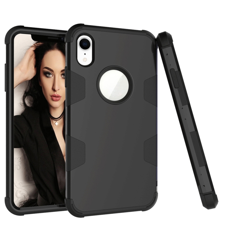 

Contrast Color Silicone + PC Shockproof Case For iPhone XR(Black)