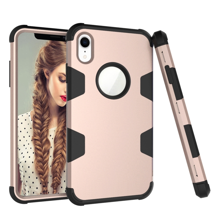 

Contrast Color Silicone + PC Shockproof Case For iPhone XR(Gold+Black)