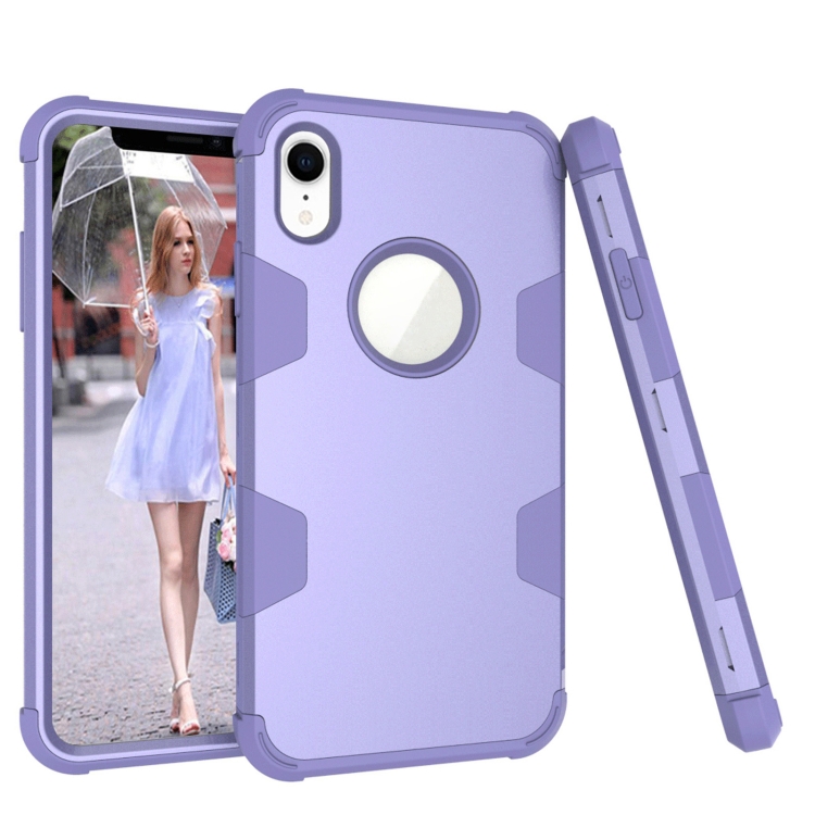

Contrast Color Silicone + PC Shockproof Case For iPhone XR(Purple)