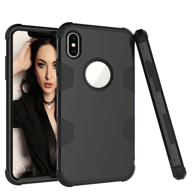 

Contrast Color Silicone + PC Shockproof Case For iPhone XS Max(Black)
