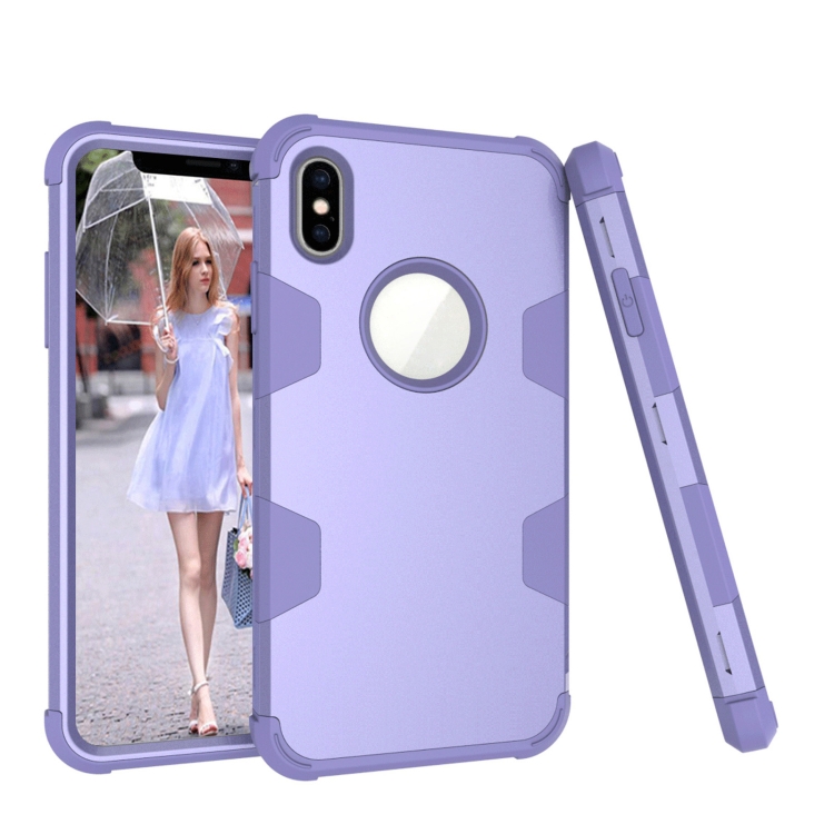 

Contrast Color Silicone + PC Shockproof Case For iPhone XS Max(Purple)