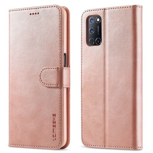 

For OPPO A55 5G / A54 4G LC.IMEEKE Calf Texture Horizontal Flip Leather Case, with Holder & Card Slots & Wallet(Rose Gold)