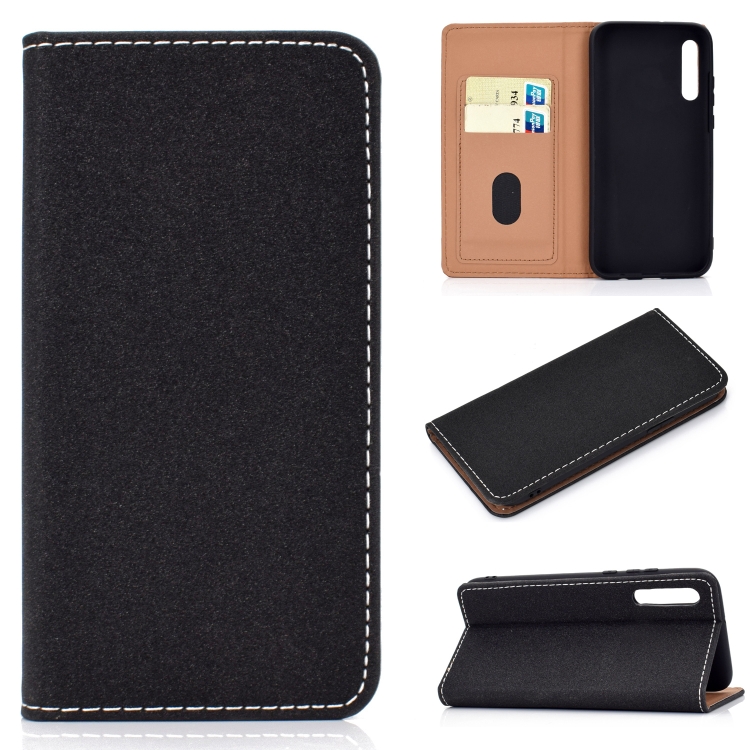 

For Galaxy A50 Solid Color Magnetic Horizontal Flip Leather Case with Card Slot & Holder(Black)