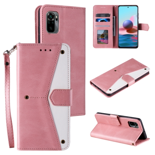 

For Xiaomi Redmi Note 10 5G Stitching Calf Texture Horizontal Flip Leather Case with Holder & Card Slots & Wallet(Rose Gold)