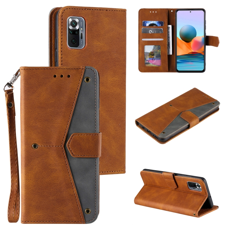 

For Xiaomi Redmi Note 10 Pro Max Stitching Calf Texture Horizontal Flip Leather Case with Holder & Card Slots & Wallet(Brown)