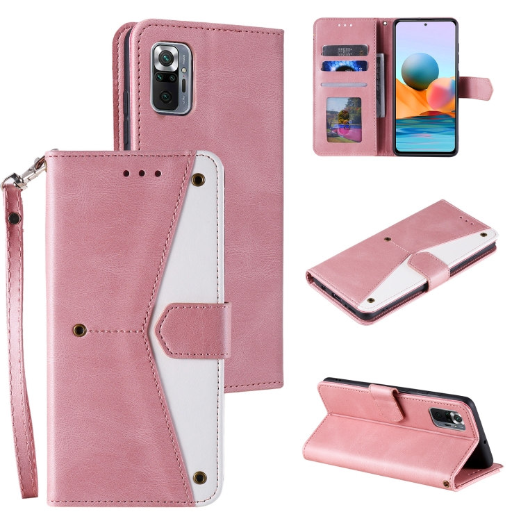 

For Xiaomi Redmi Note 10 Pro Max Stitching Calf Texture Horizontal Flip Leather Case with Holder & Card Slots & Wallet(Rose Gold)