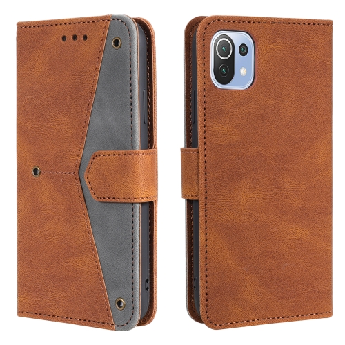 

For Xiaomi Mi 11 Lite Stitching Calf Texture Horizontal Flip Leather Case with Holder & Card Slots & Wallet(Brown)