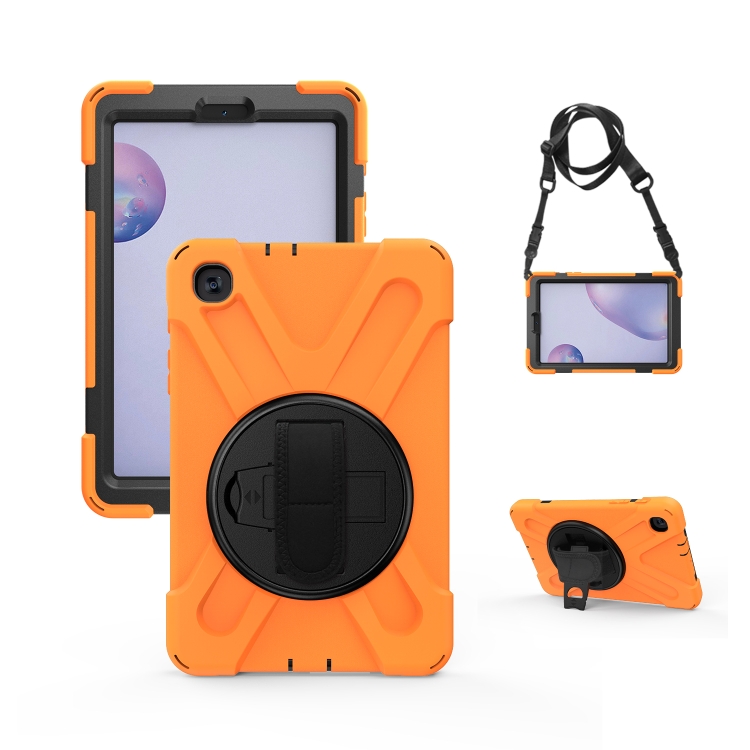 

For Samsung Galaxy Tab A 8.4 2020 T307U Shockproof Colorful Silicone + PC Protective Case with Holder & Shoulder Strap & Hand Strap(Orange)