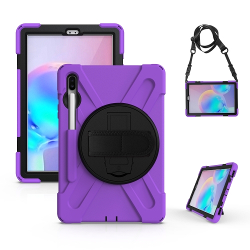 

For Samsung Galaxy Tab S6 10.5 inch T860 / T865 Shockproof Colorful Silicone + PC Protective Case with Holder & Shoulder Strap & Hand Strap & Pen Slot(Purple)