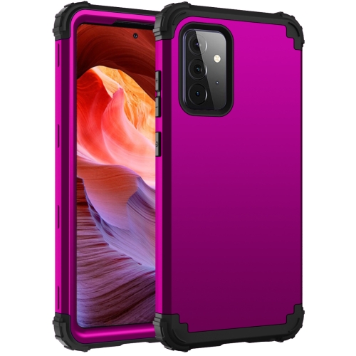 

For Samsung Galaxy A72 4G / 5G PC + Silicone Three-piece Shockproof Protection Case(Dark Purple+Black)