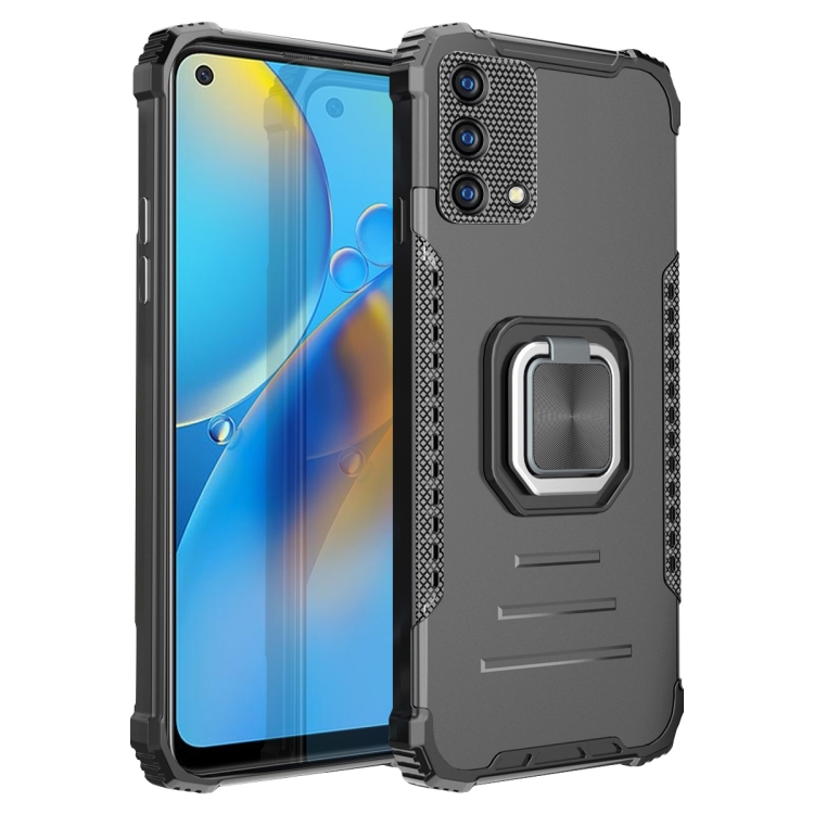 

For OPPO A74 4G Fierce Warrior Series Armor All-inclusive Shockproof Aluminum Alloy + TPU Protective Case with Ring Holder(Black)