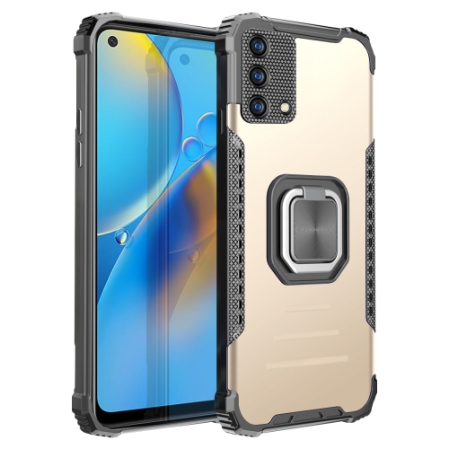 

For OPPO A74 4G Fierce Warrior Series Armor All-inclusive Shockproof Aluminum Alloy + TPU Protective Case with Ring Holder(Gold)