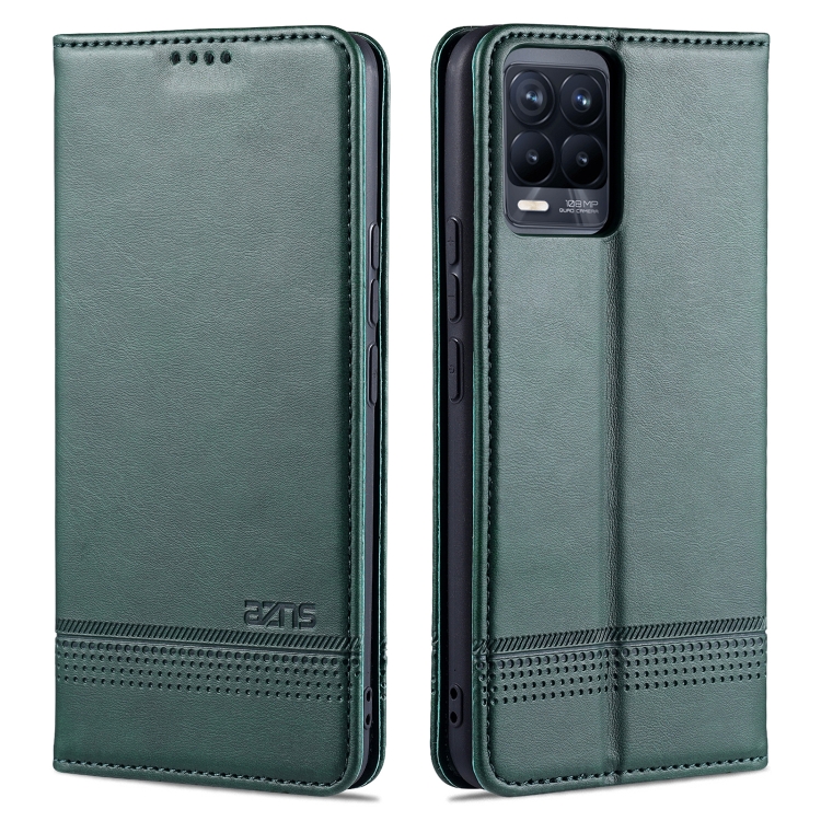

For OPPO Realme 8 / 8 Pro AZNS Magnetic Calf Texture Horizontal Flip Leather Case with Card Slots & Holder & Wallet (Green)