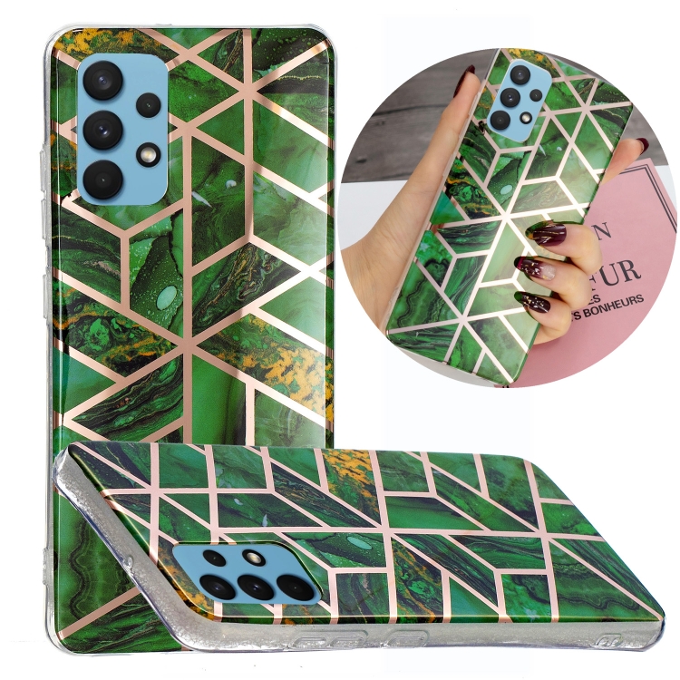 

For Samsung Galaxy A32 4G Electroplating TPU Protective Case(Green Rhombus)