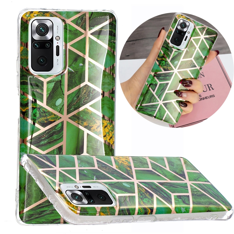

For Xiaomi Redmi Note 10 Pro Electroplating TPU Protective Case(Green Rhombus)