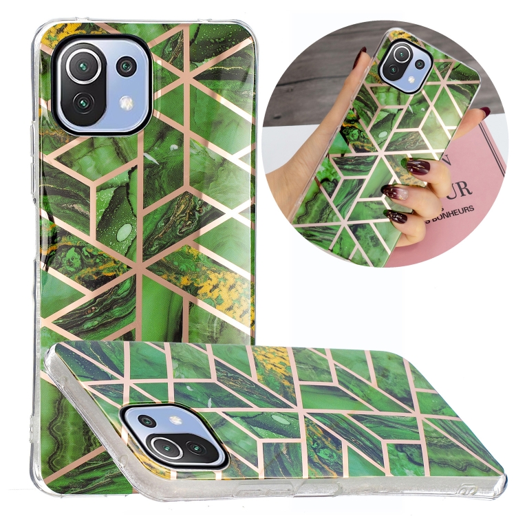 

For Xiaomi Mi 11 Lite Electroplating TPU Protective Case(Green Rhombus)