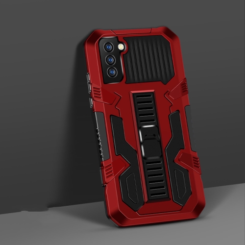 

For Samsung Galaxy S21 FE Vanguard Warrior All Inclusive Double-color Shockproof TPU + PC Protective Case with Holder(Red)