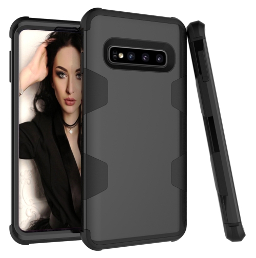 

For Samsung Galaxy S10 Contrast Color Silicone + PC Shockproof Case(Black)
