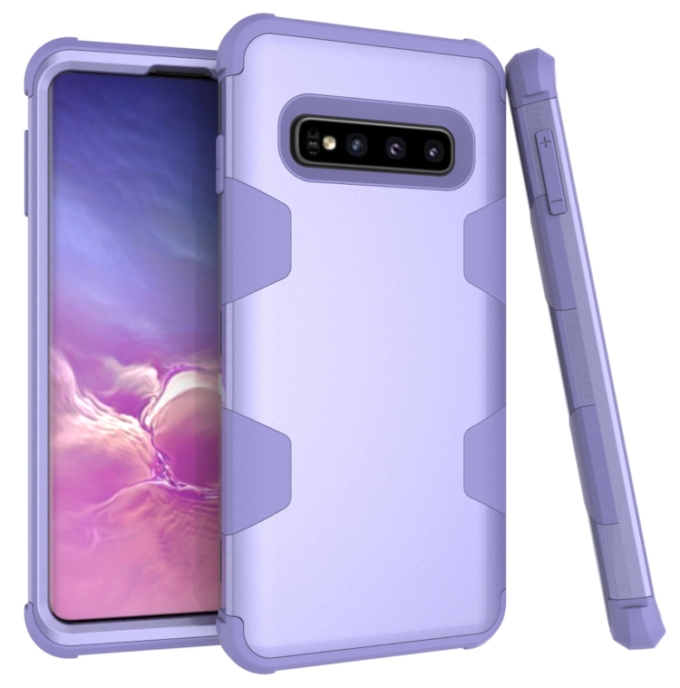 

For Samsung Galaxy S10 Contrast Color Silicone + PC Shockproof Case(Purple)