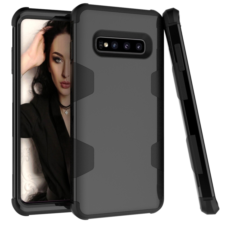 

For Samsung Galaxy S10+ Contrast Color Silicone + PC Shockproof Case(Black)