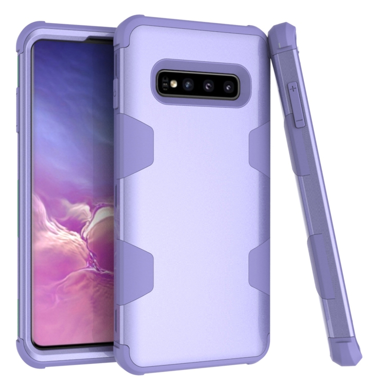 

For Samsung Galaxy S10+ Contrast Color Silicone + PC Shockproof Case(Purple)