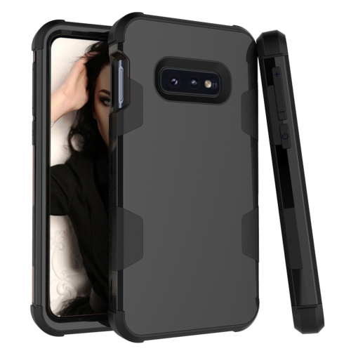 

For Samsung Galaxy S10e Contrast Color Silicone + PC Shockproof Case(Black)